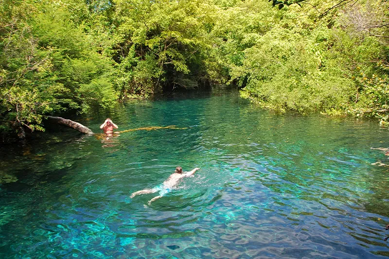 People swimming at the Indigenous Eyes Ecological Reserve